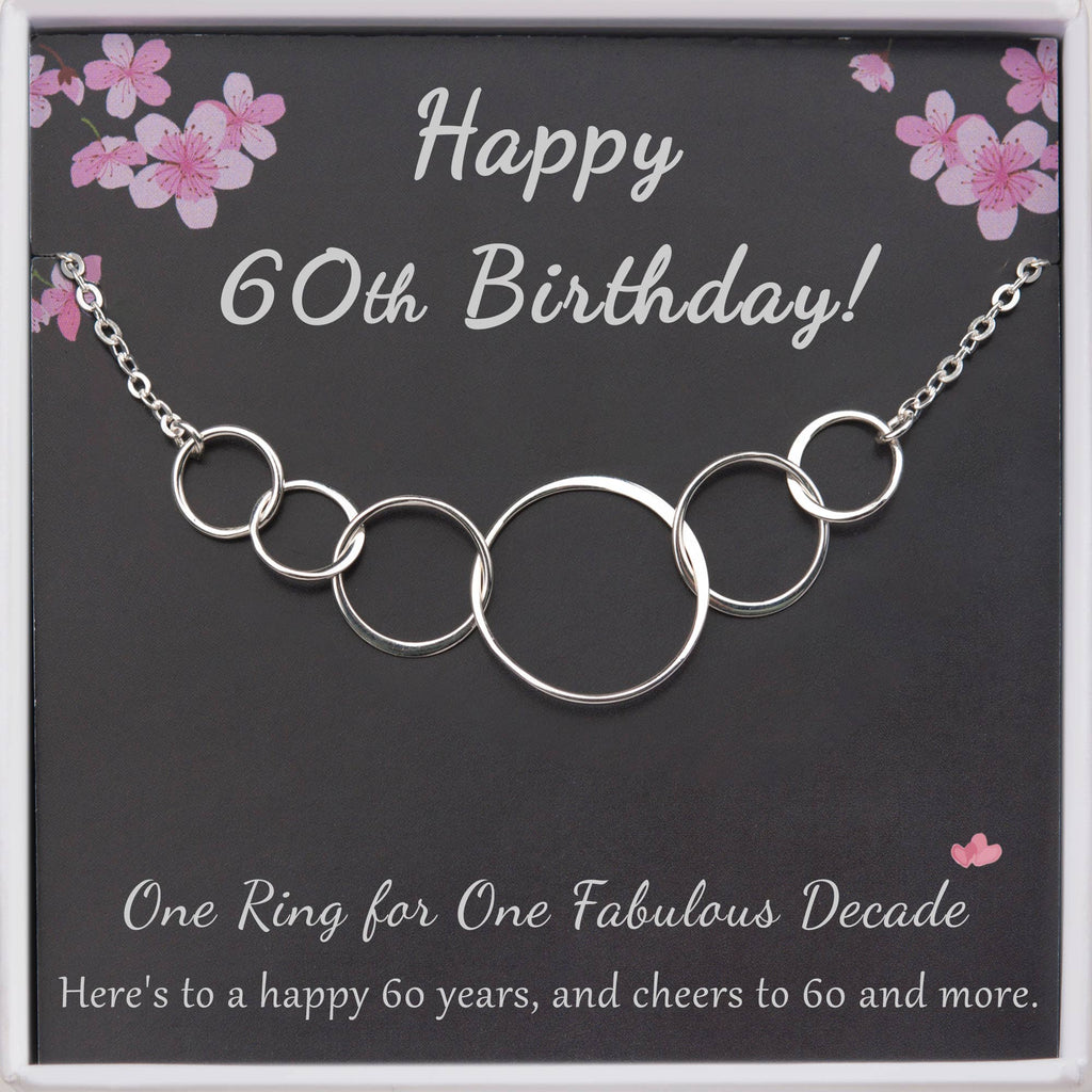 Happy 60th Birthday Sterling Silver Necklace Jewelry Set