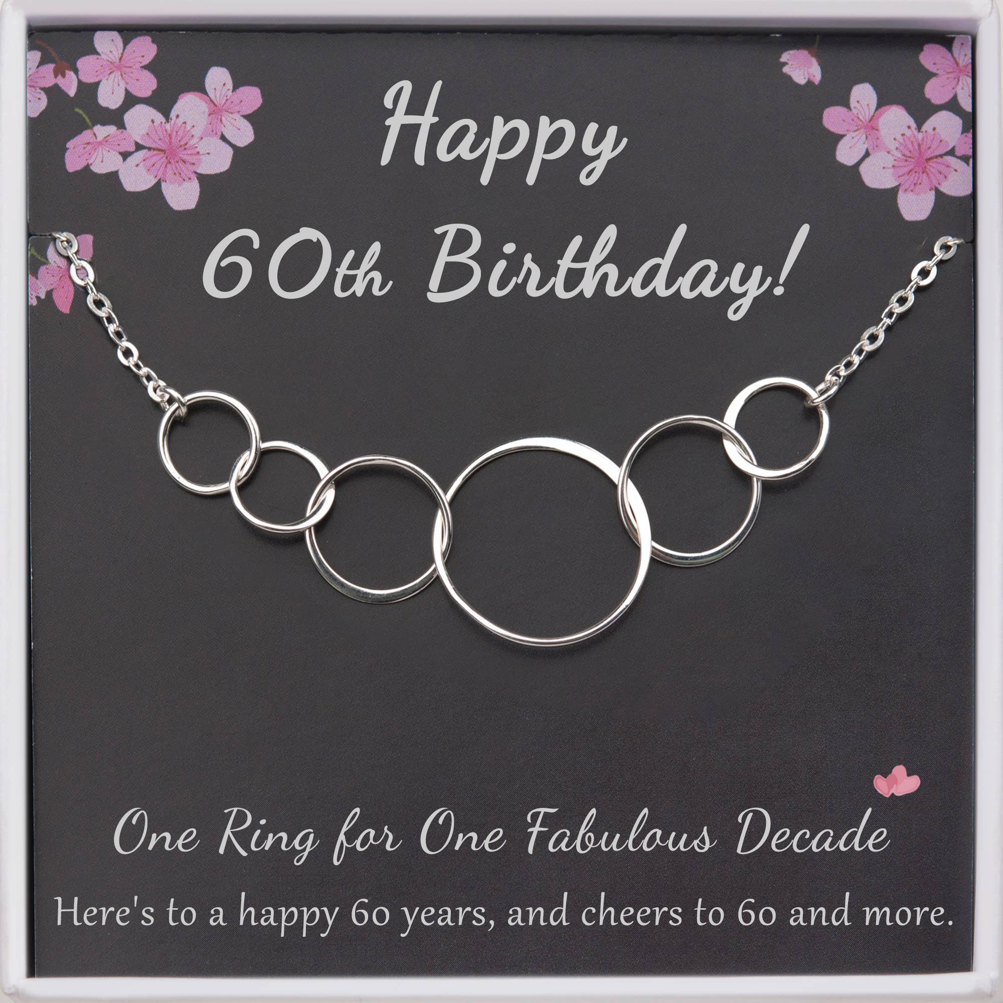 Happy 60th Birthday Sterling Silver Necklace Jewelry Set