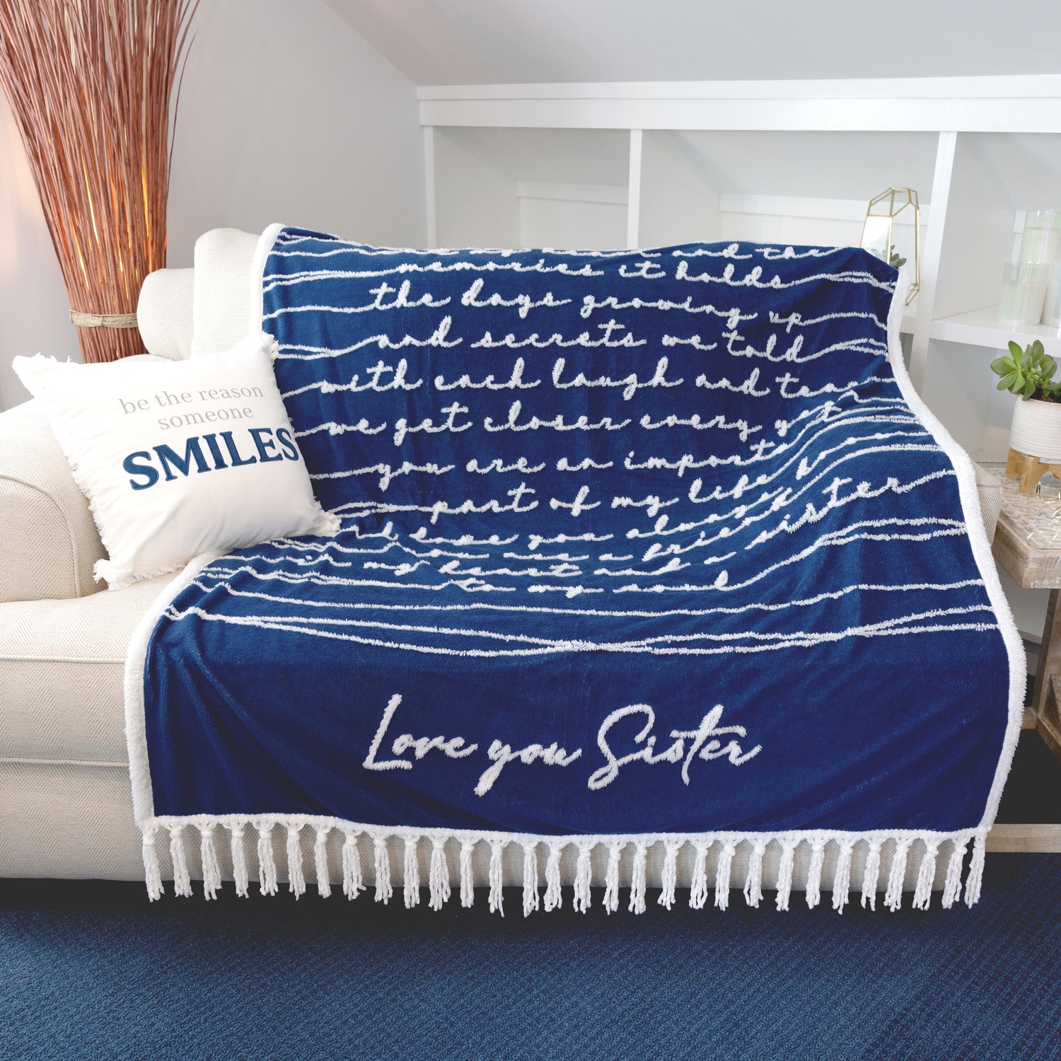 Love You Sister Royal Plush Blanket Blue