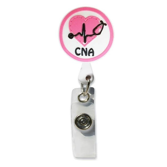 CNA Pink Heart Badge Holder