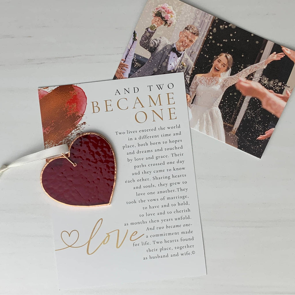 Two Became One Wedding Gift: Stained Glass Red Heart