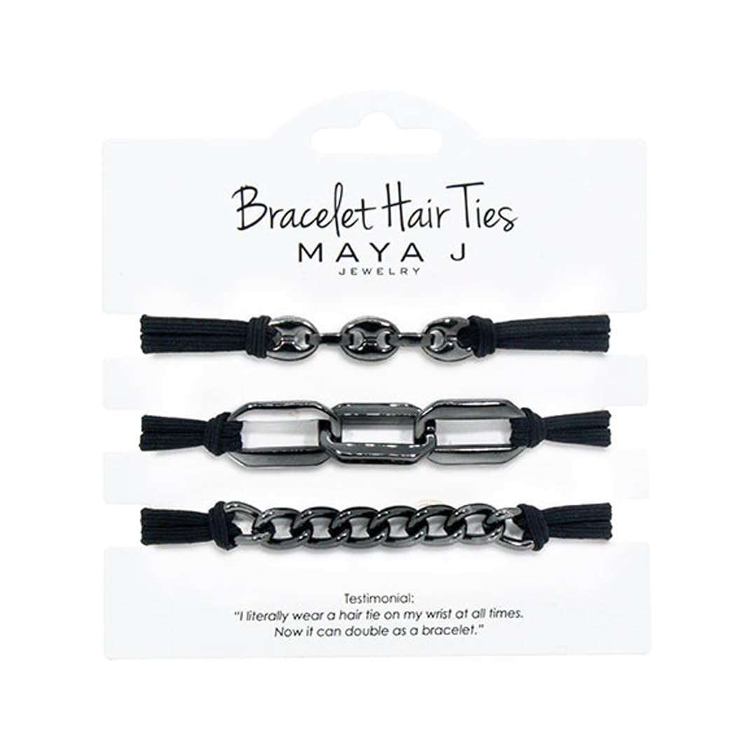 Bracelet Hair Tie Maya J Gunmetal and Black Elastic Cord