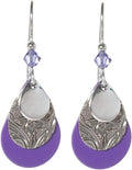 Silver Forest Purple Layered Teardrops Earrings