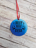 Best Boss Ever Ornament: Blue