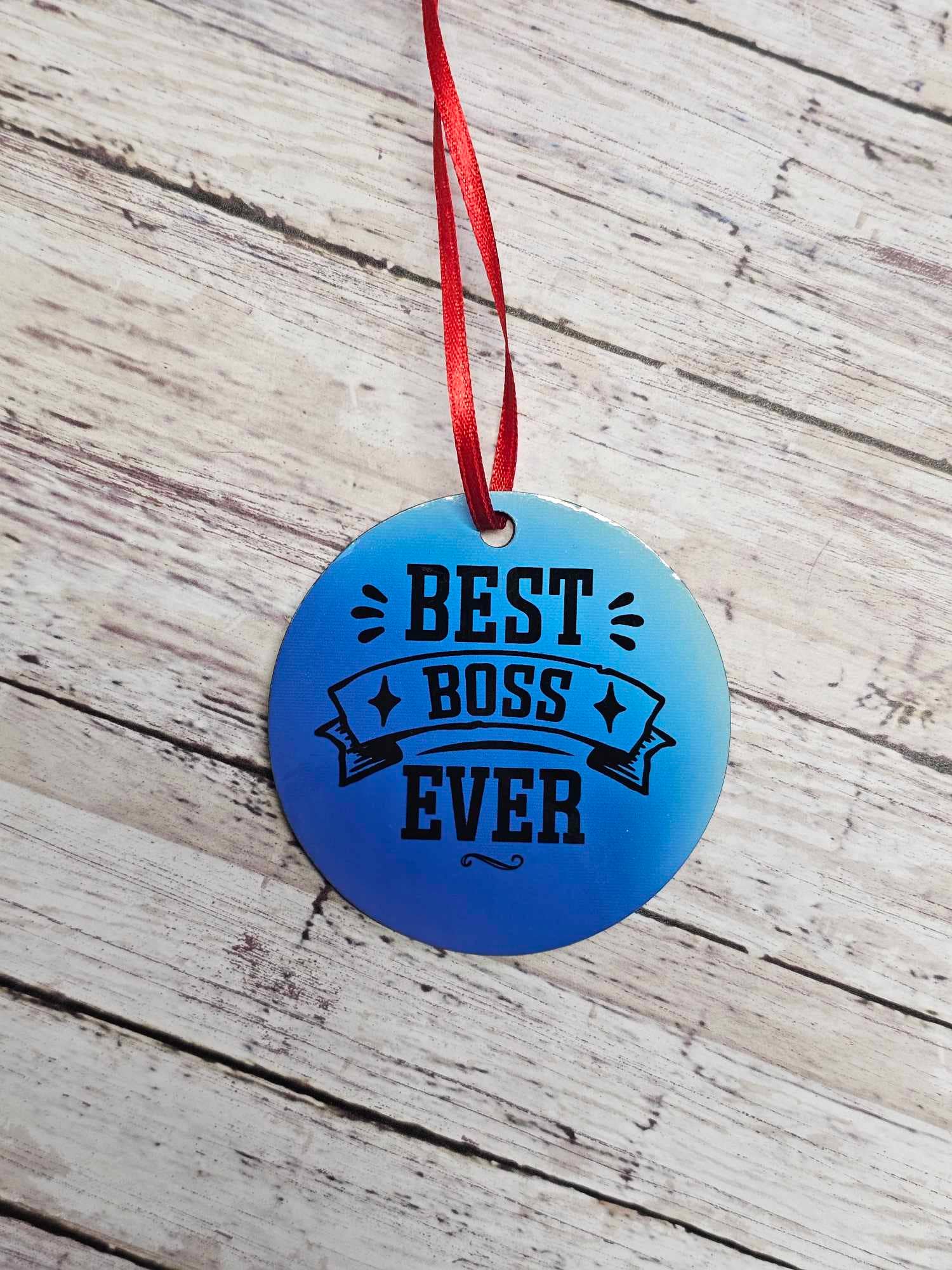 Best Boss Ever Ornament: Blue