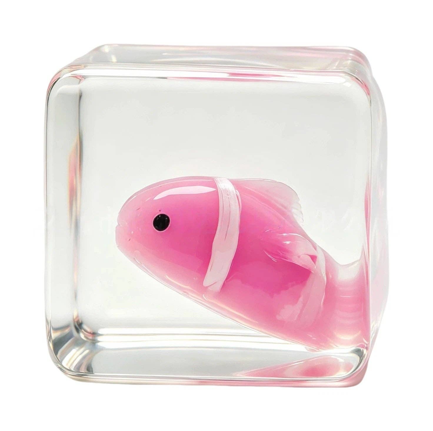 Glow-in-the-Dark Clownfish Ice Cube Squishy Slow Rising Stress Toy: Green