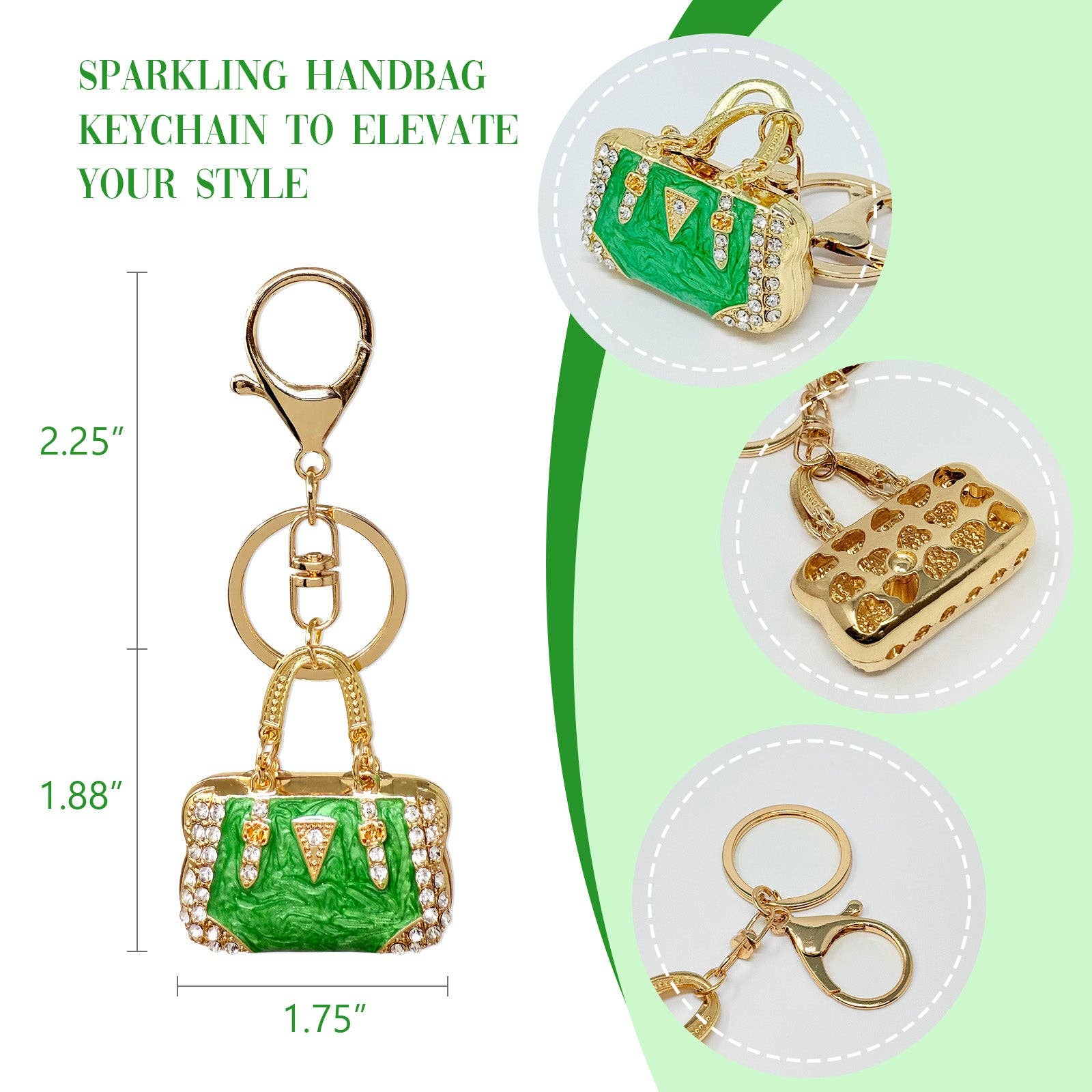 Pink Rhinestone Handbag Shaped Purse Charm Keychain