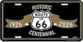 Route 66 Centennial Black and Gold License Plate