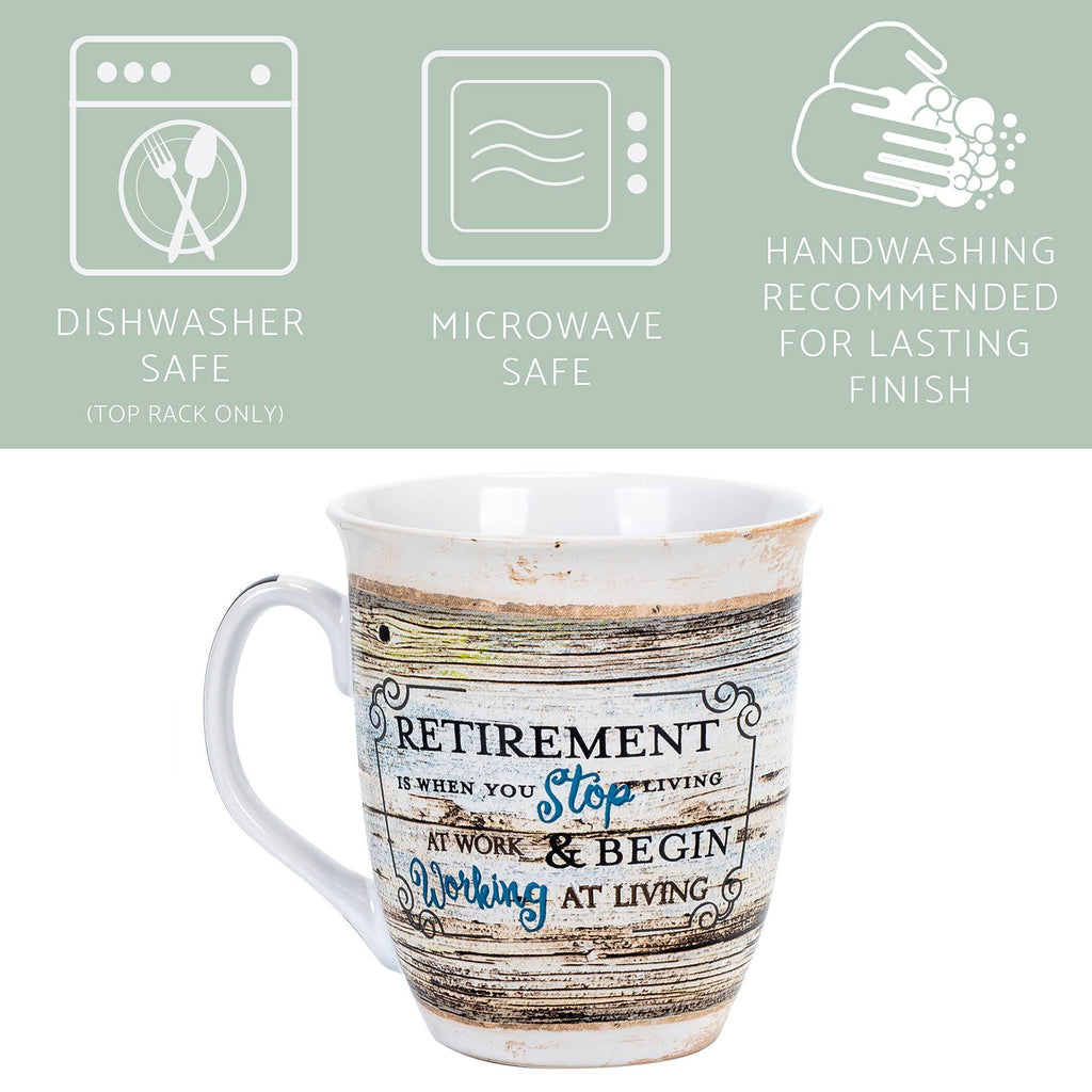 Retirement Distressed-Wood Design 16 Oz Ceramic Coffee Mug