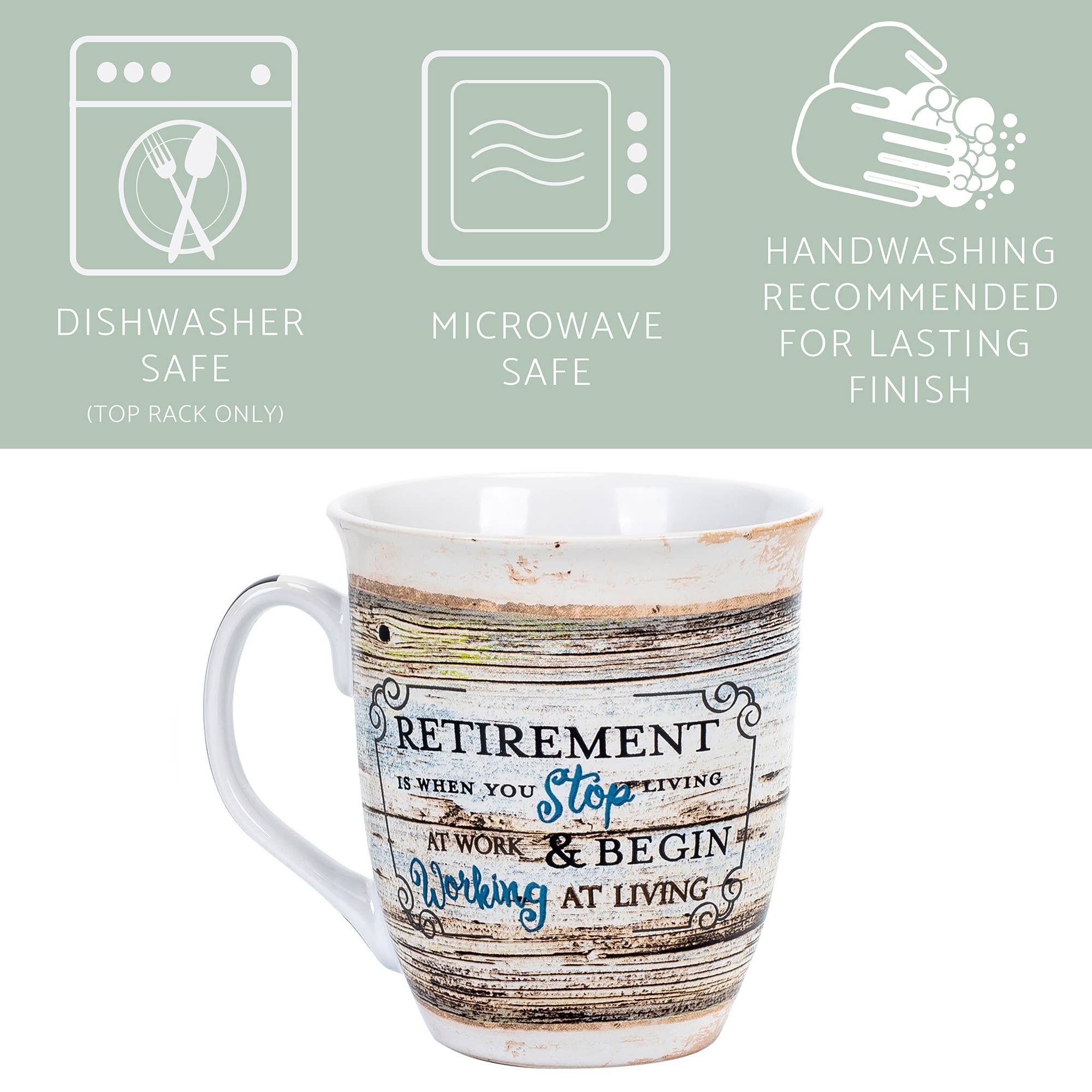 Retirement Distressed-Wood Design 16 Oz Ceramic Coffee Mug