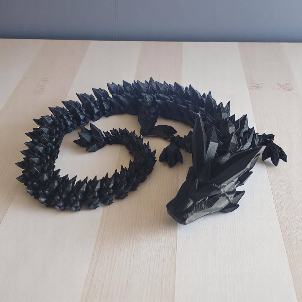 3D Printed Articulated Crystal Dragon: Tri-Color Red Blue Green / 12 inch