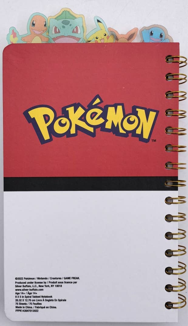 Pokemon Pokeball Starters 8" x 5" Spiral Tabbed Notebook