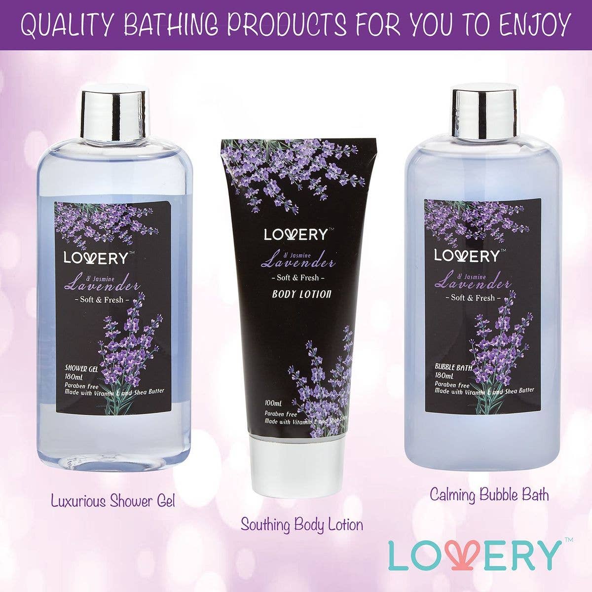 Lavender and Jasmine - 9pc Home Spa Gift Basket Bath Set