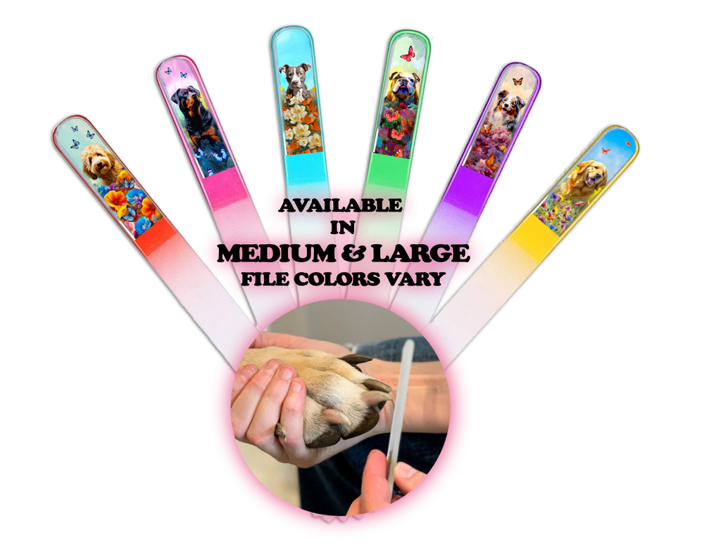 Chihuahua Dog Pup Flowers 3D Pet Colored Crystal Nail File: Large