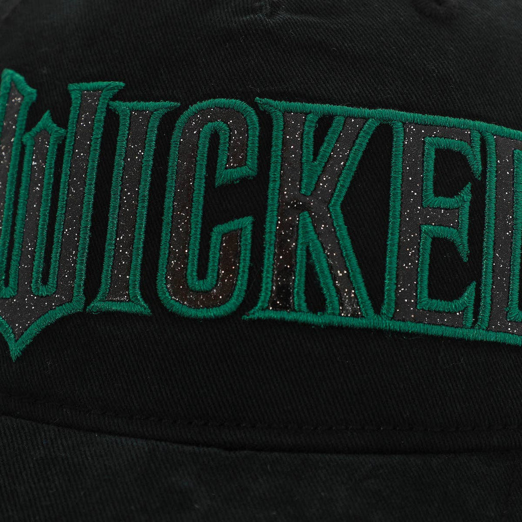Wicked Glitter Print Logo Women's Black Unstructured Baseball Cap