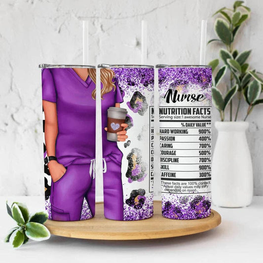 Nurse Purple Leopard Tumbler (20oz)