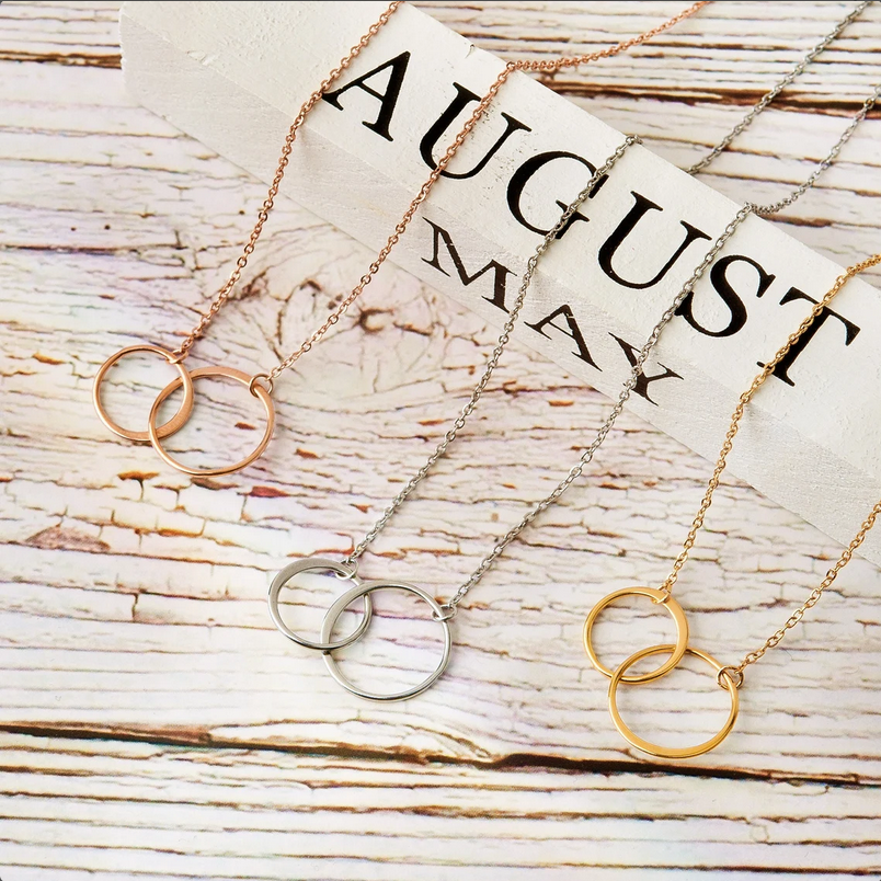 Happy 50th Birthday Card and Infinity Ring Necklace Jewelry: Rose Gold
