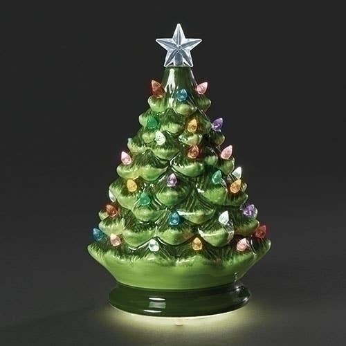 Lighted Rotating Vintage Ceramic Tree with Bulbs