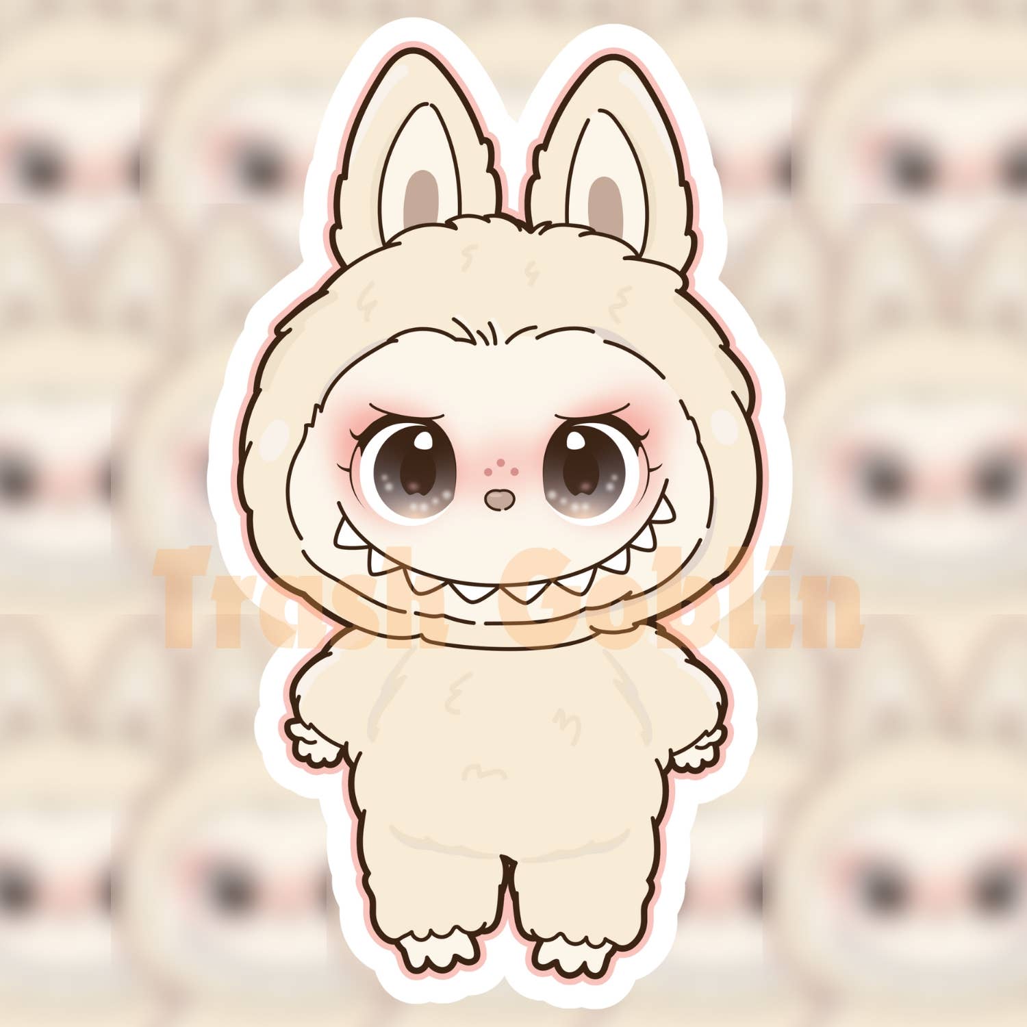 Cream Labubu Vinyl Sticker