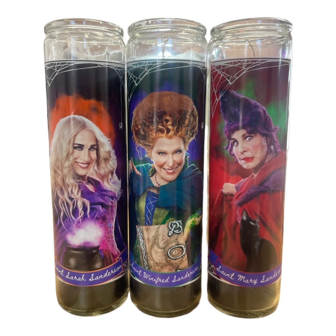 Hocus Pocus Sanderson Sisters Saint Prayer Candles Set: Sanderson Set