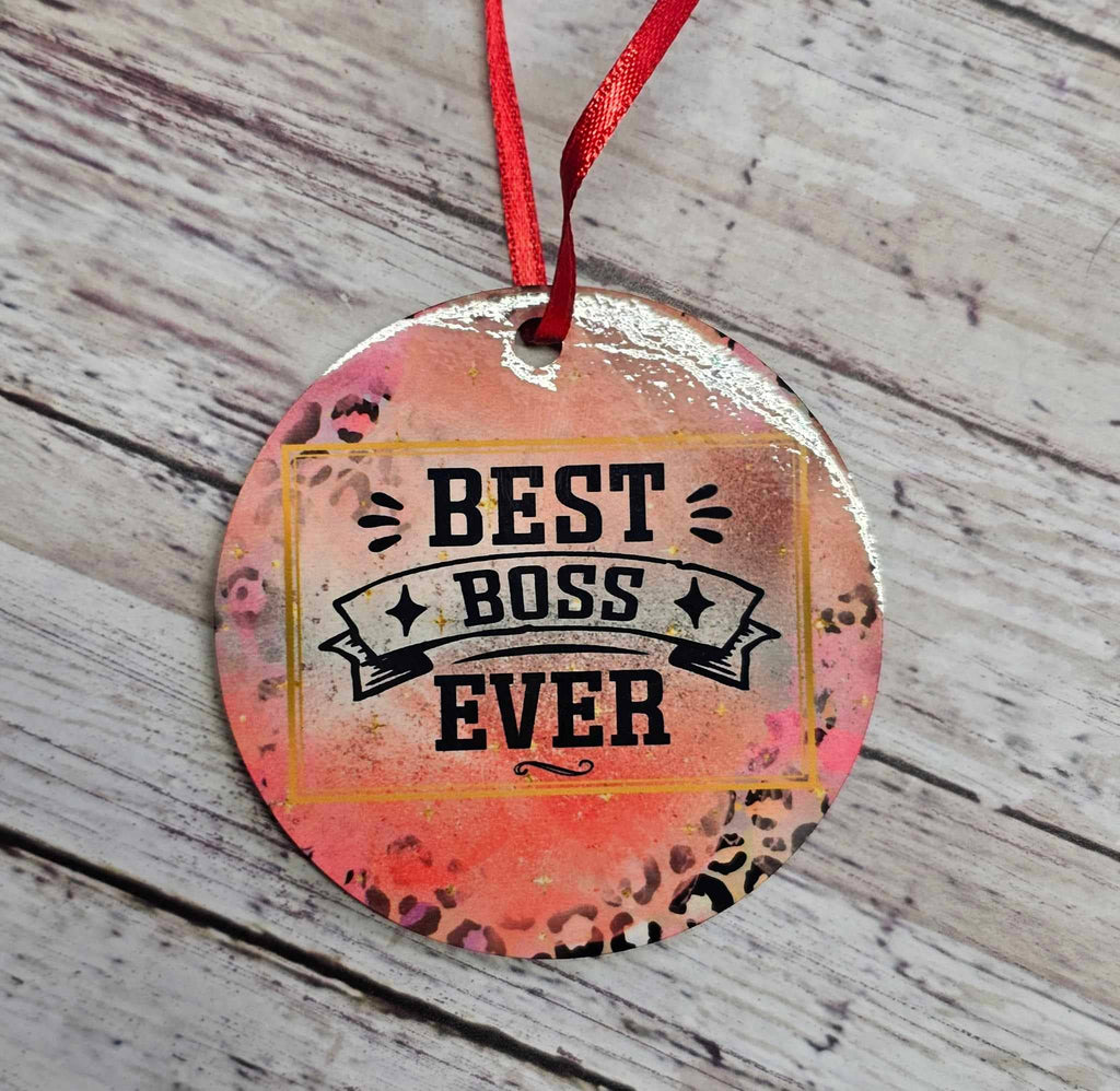 Best Boss Ever Ornament: Blue