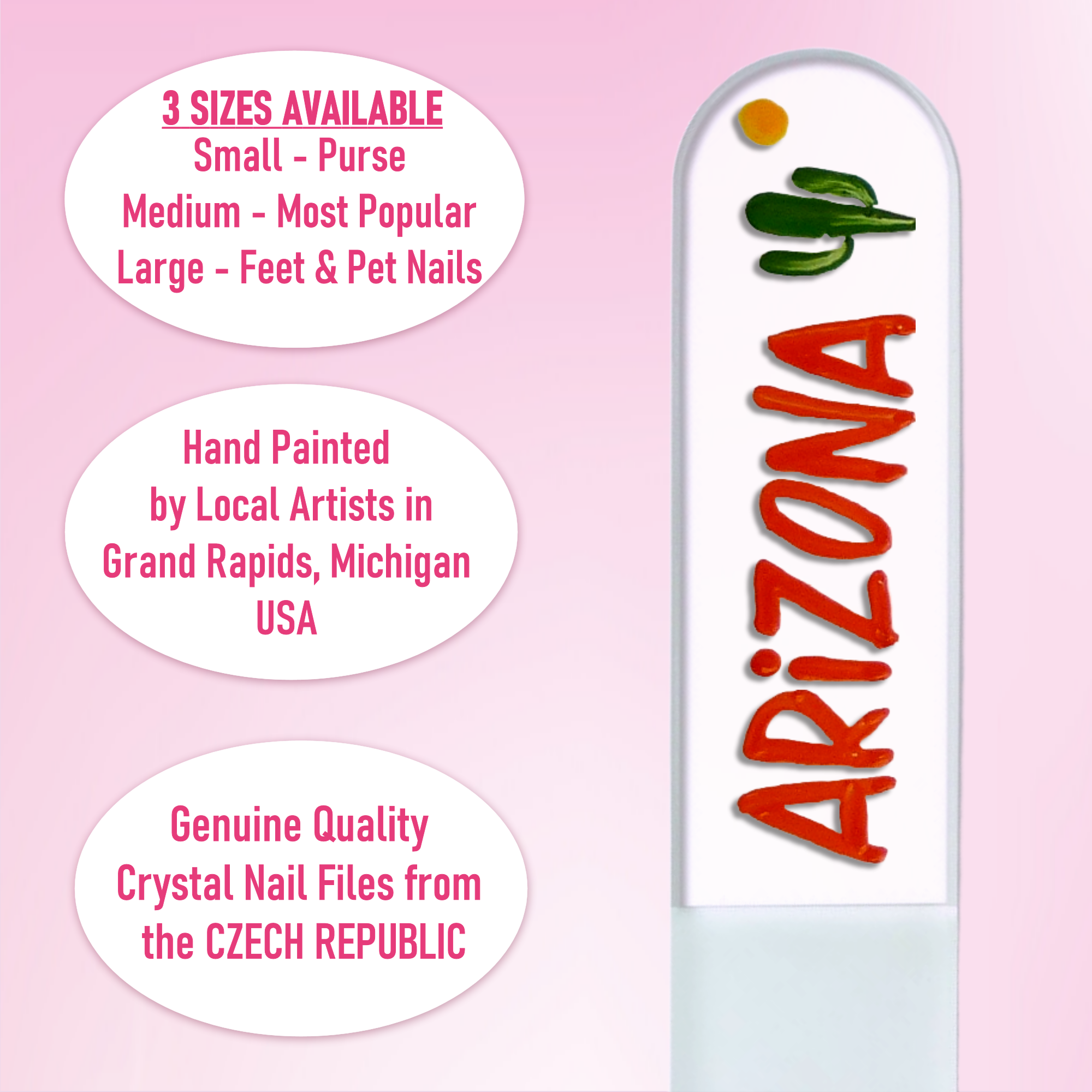 Arizona Cactus Southwest Handpainted Czech Crystal Nail File: Small