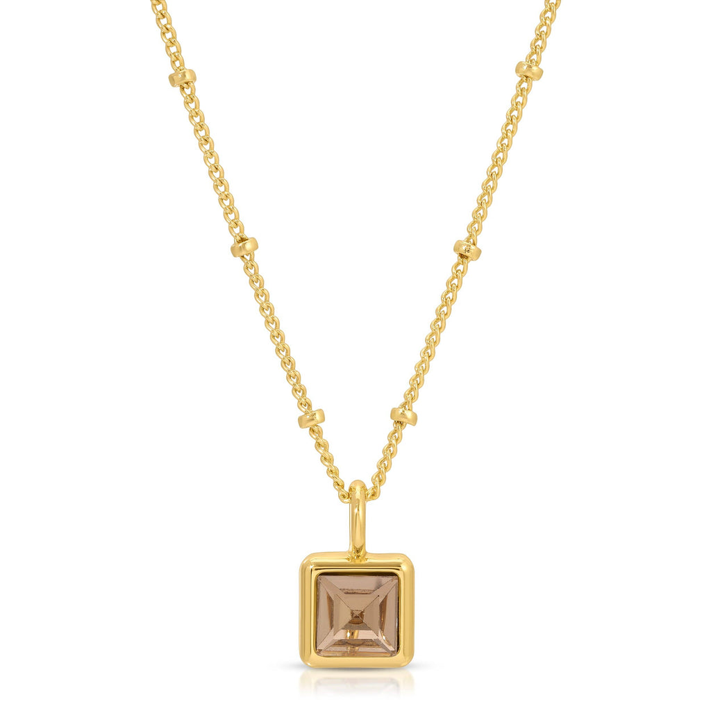 Birthstone Bottle Necklace - Gold - November/Topaz