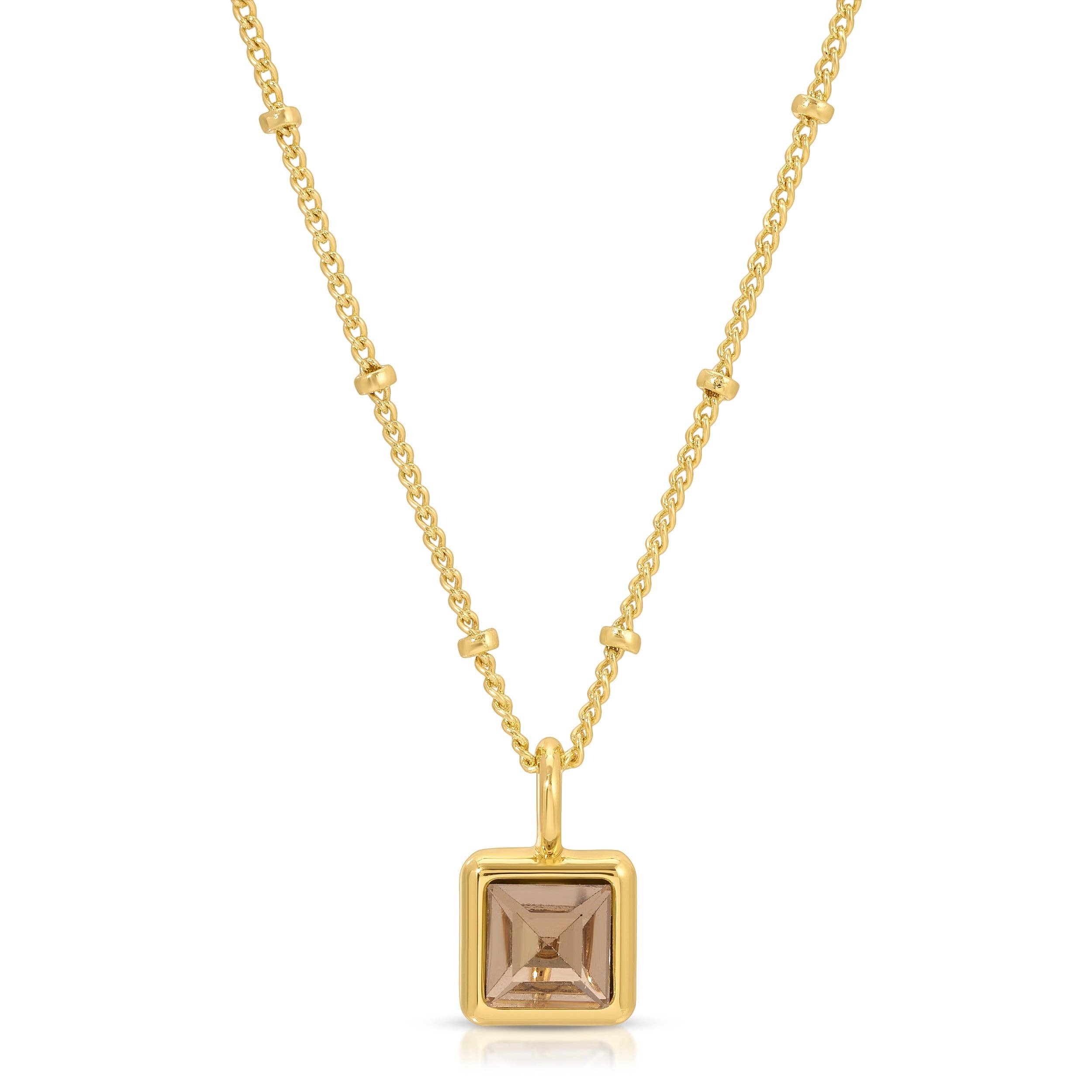 Birthstone Bottle Necklace - Gold - November/Topaz
