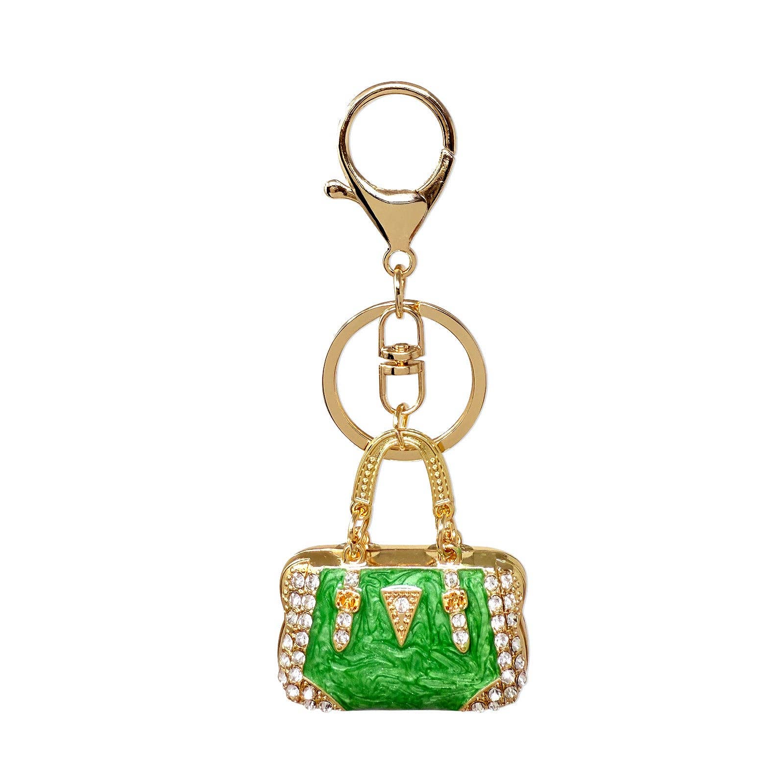 Rhinestone Handbag Shaped Purse Charm Keychain: Red