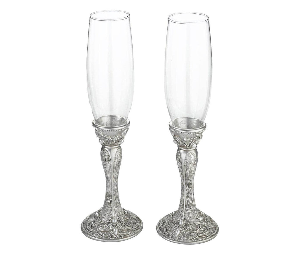 Elegant Silver Jeweled Toasting Glasses