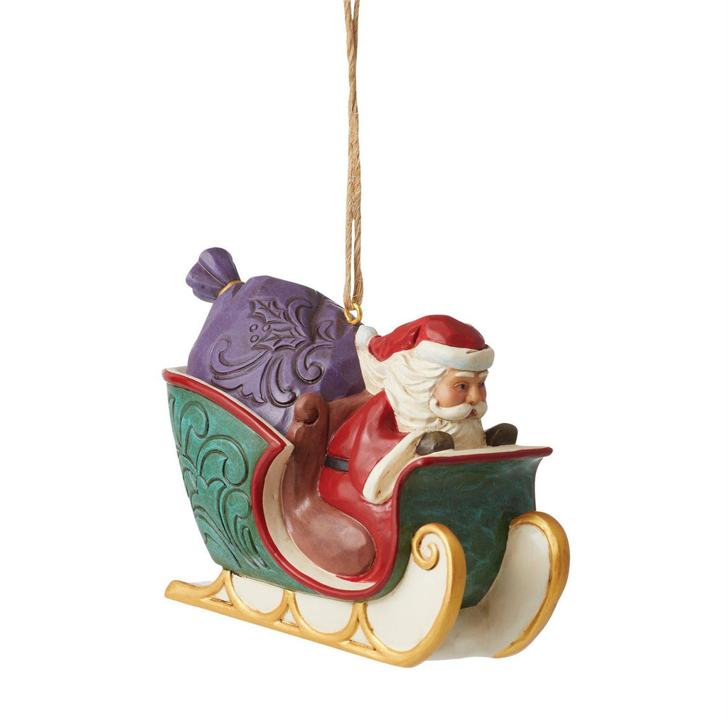 Jim Shore Twas the Night Santa in Sleigh Ornament
