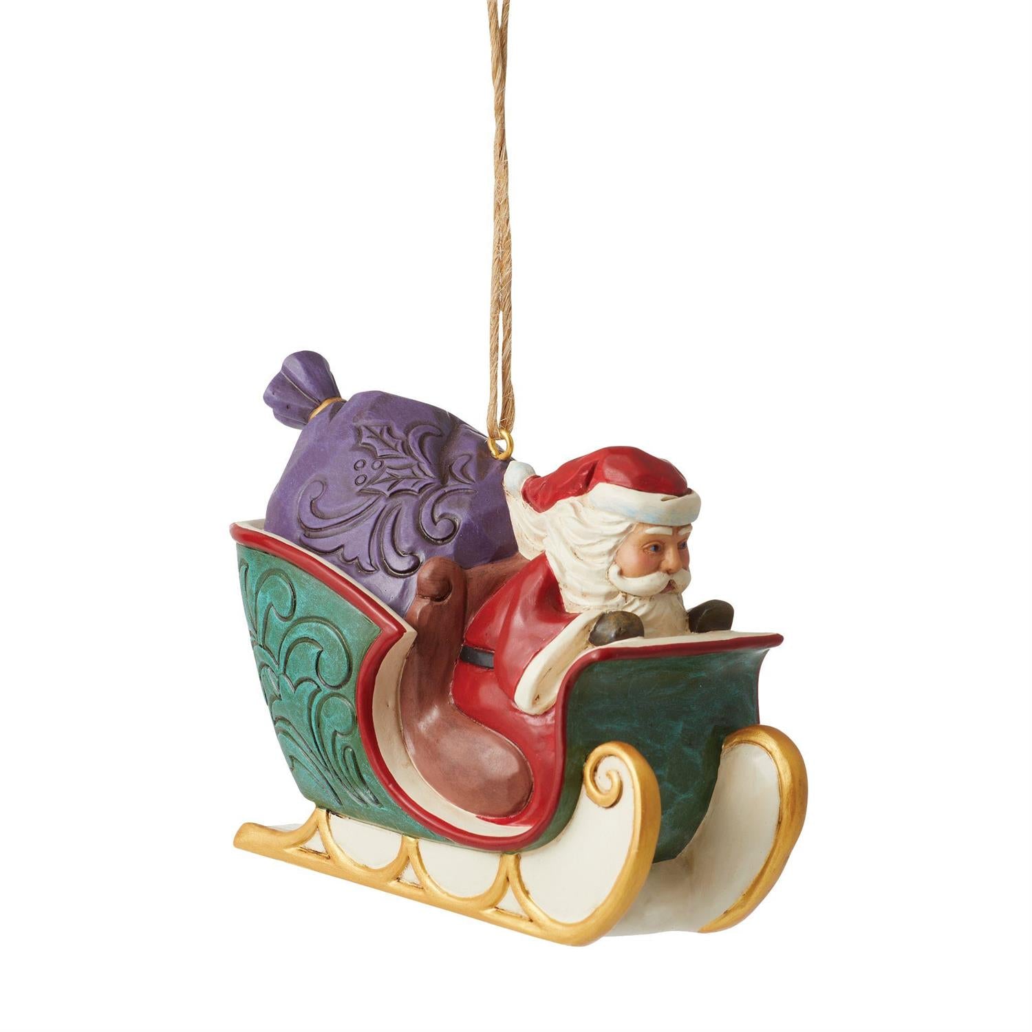 Jim Shore Twas the Night Santa in Sleigh Ornament