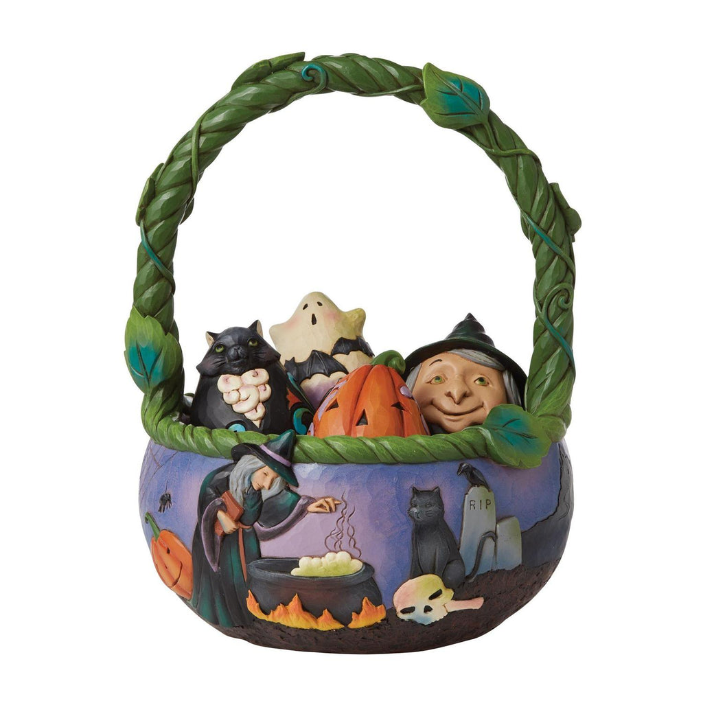 A Friendly Scare is in the Air...Halloween Basket w/4 Mini Halloween Jim Shore Figurines