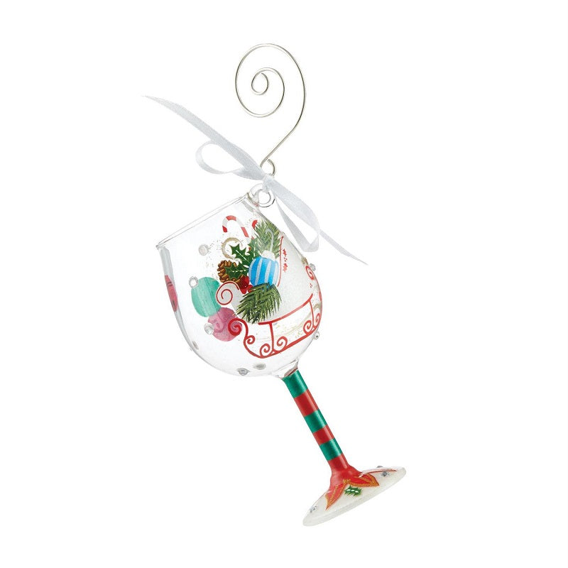 Holiday Wishes Lolita Mini Wine Glass Ornament