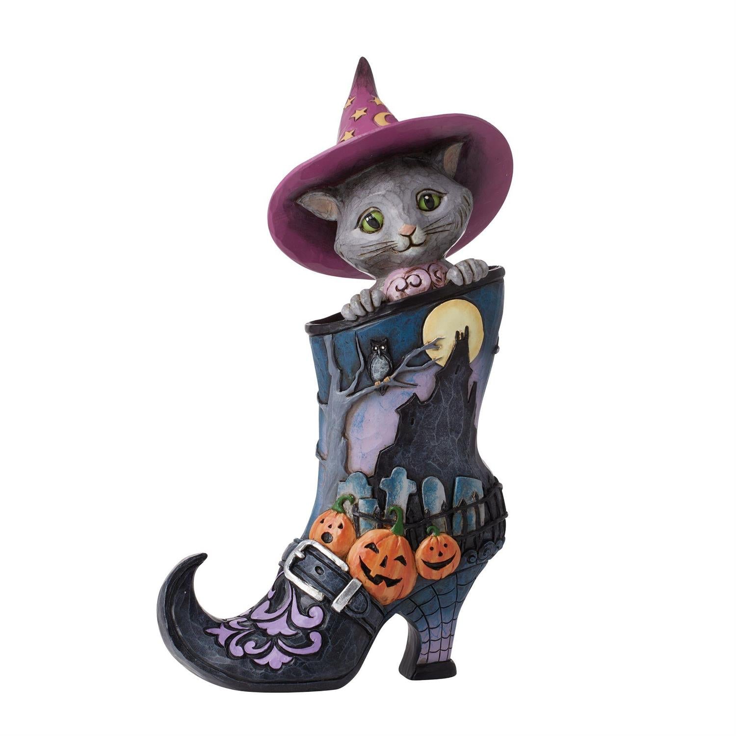 Jim Shore Witch's Boot With Black Cat