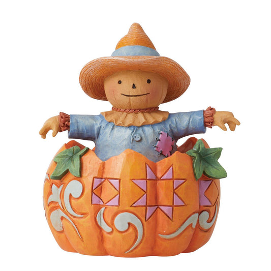 Jim Shore Harvest Pumpkin and Scarecrow Mini Figurine