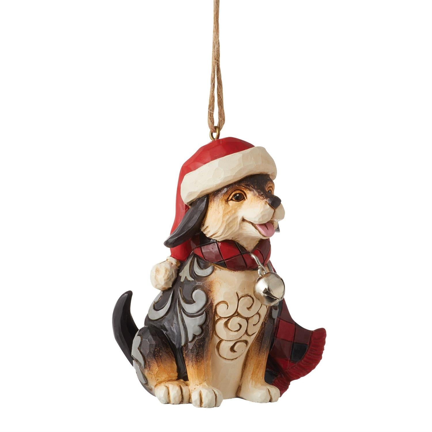 Jim Shore Dog Wearing Plaid Scarf Ornament