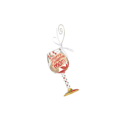 Mini Merry Christmas Mom Lolita Wine Glass Ornament