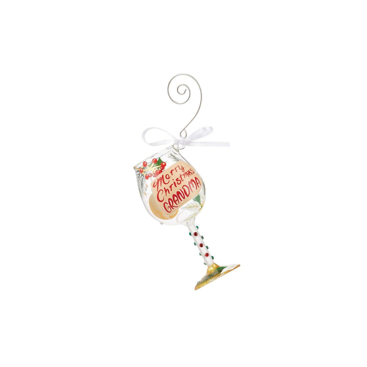 Mini Merry Christmas Grandma Lolita Wine Glass Ornament