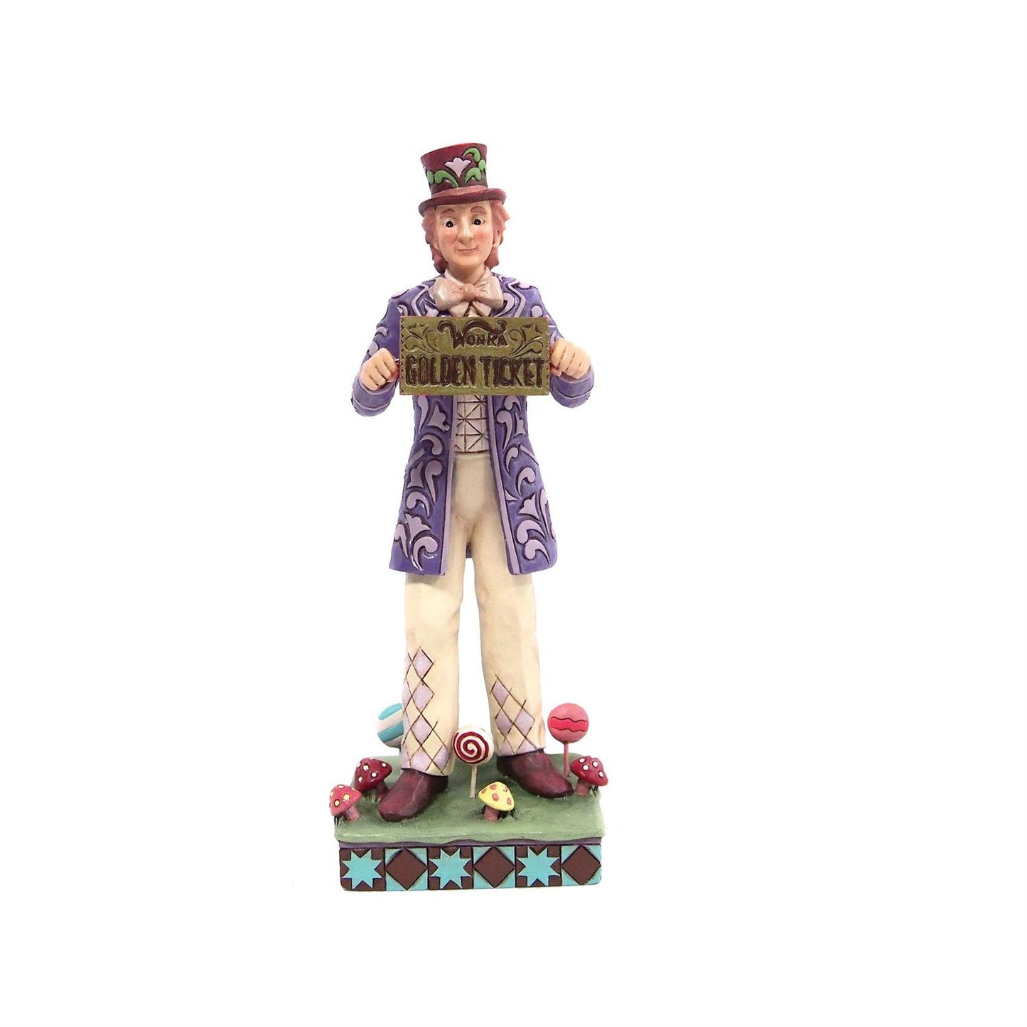 Jim Shore Willy Wonka with Rotating Chocolate Bar Figurine - Multi