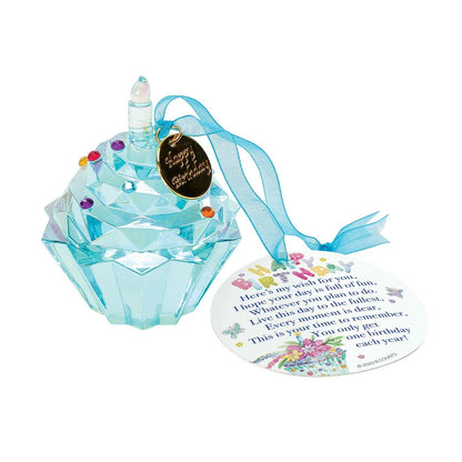 Happy Birthday Cupcake Glass Ornament