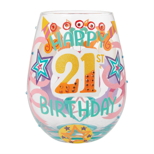 Happy 21st Birthday Stemless Lolita Wine Glass