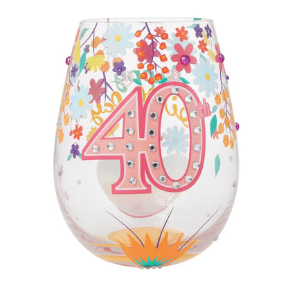 40th Birthday Lolita Stemless Wine Glass