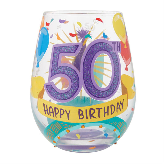 Happy 50th Birthday Lolita Stemless Wine Glass