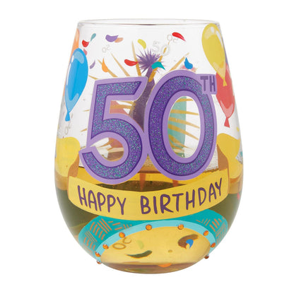 50th Birthday Lolita Stemless Wine Glass