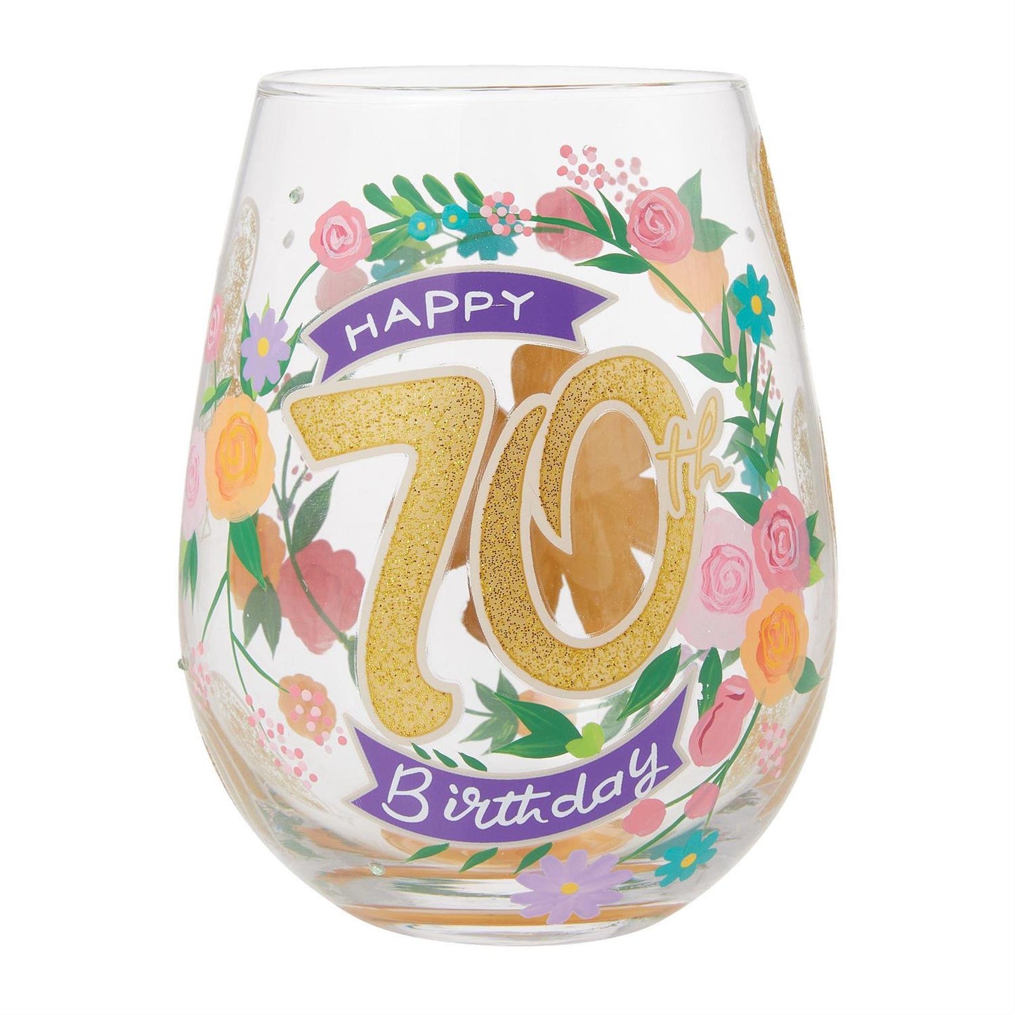 70th Birthday Lolita Stemless Wine Glass