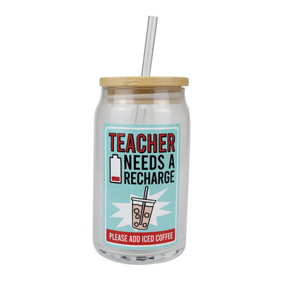 Teacher Needs a Recharge Glass