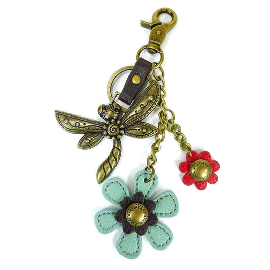 Dragonfly & Flower Charming Metal Keychain