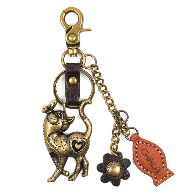 Slim Cat Charming Metal Keychain