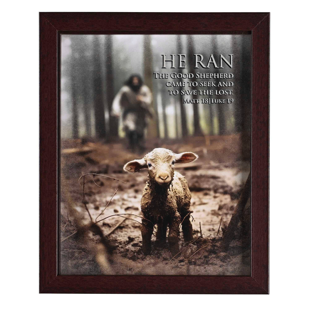 Framed Art Lamb He Ran Matt 18:12-14